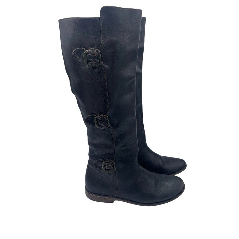 Frye Paige 77066  Size 6 B Dark Brown Leather Buckle Riding Boots